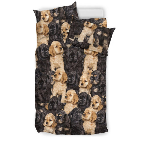 Cocker Spaniel Dog In Lots Print Bedding Set