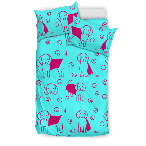 Cute Beagle Dog With Bolls Print Bedding Set