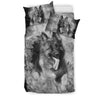 German Shepherd Black and White Print Bedding Set