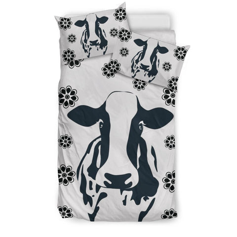 Cow With Flowers Print Bedding Sets