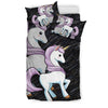 Cute Unicorn Print On Black Bedding Sets