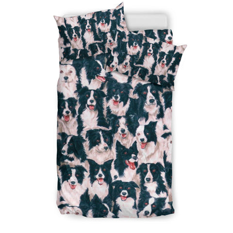 Border Collie Dog In Lots Print Bedding Set