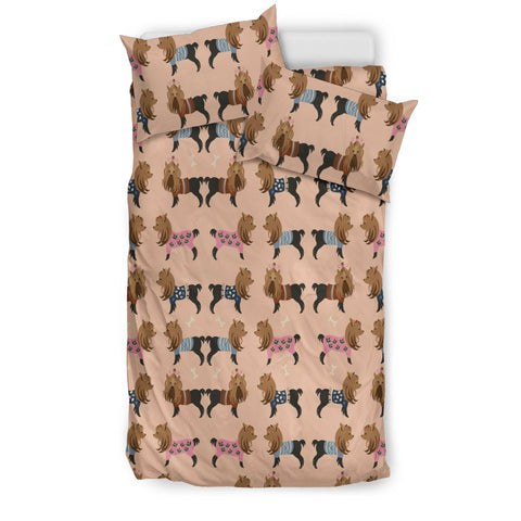 Lovely Yorkie Dog Pattern Print Bedding Set