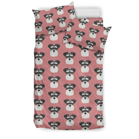 Miniature Schnauzer Print Pink Bedding Set