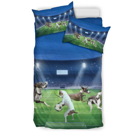 Italian Greyhound Playing Football Print Bedding Sets