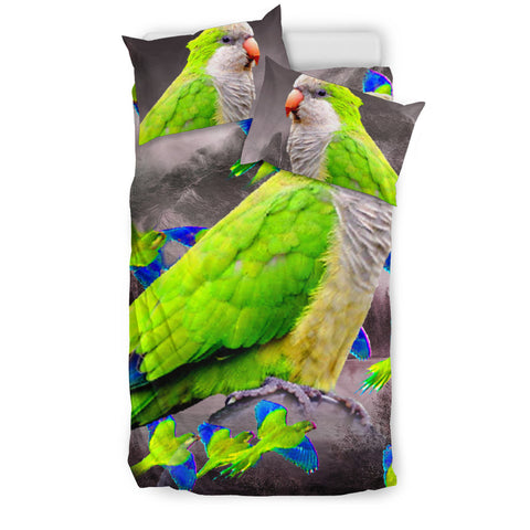 Monk Parakeet Parrot Print Bedding Set