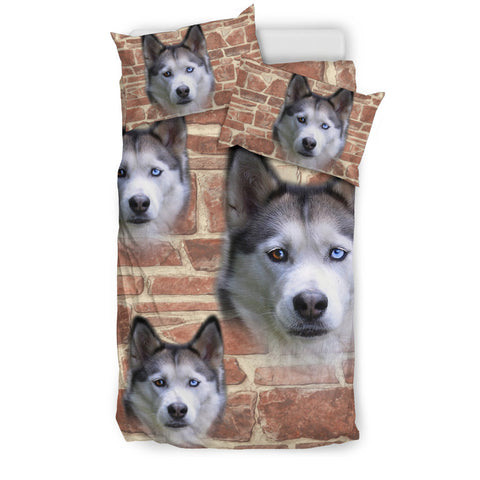 Cute Siberian Husky Dog Print Bedding Set