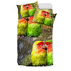 Peach Faced LoveBird Print Bedding Set