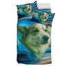 Cardigan Welsh Corgi Print On Blue Bedding Sets