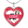 Bearded Collie Print Heart Pendant Luxury Necklace