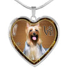 Australian Silky Terrier Dog Print Heart Charm Necklaces