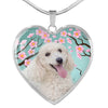 Poodle Dog Print Heart Pendant Luxury Necklace