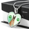 Belgian Malinois Dog Print Heart Pendant Luxury Necklace