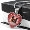 Cute Papillon Dog Print Heart Pendant Luxury Necklace