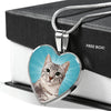 Egyptian Mau Cat Print Heart Pendant Luxury Necklace