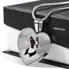 Boston Terrier Print Heart Charm Luxury Necklace
