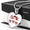 Japanese Chin Print Heart Charm Luxury Necklace