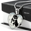 Shiba Inu Dog Print Heart Charm Necklaces