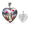 Bearded Collie With Wing Print Heart Pendant Luxury Necklace