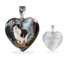 Munchkin Cat Print Heart Pendant Luxury Necklace