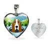 Basset Hound Dog Vector Print Heart Charm Necklaces