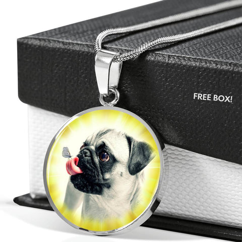 Cute Pug Dog Print Luxury Necklace