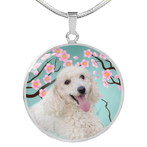 Poodle Dog Print Circle Pendant Luxury Necklace
