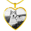 Alaskan Malamute Print Heart Charm Necklace