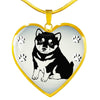 Shiba Inu Dog Print Heart Charm Necklaces