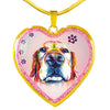 Basset Hound Dog Print Heart Charm Necklaces