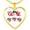 Japanese Chin Print Heart Charm Luxury Necklace
