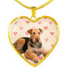 Airedale Terrier Print Luxury Heart Charm Necklace