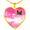 Papillon Dog Print Heart Pendant Luxury Necklace
