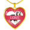 Bearded Collie Print Heart Pendant Luxury Necklace
