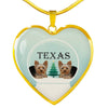 Yorkshire Terrier (Yorkie) Texas Print Heart Charm Luxury Necklace