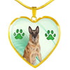 Belgian Malinois Dog Print Heart Pendant Luxury Necklace