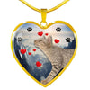 Cute Ocicat Print Heart Pendant Luxury Necklace