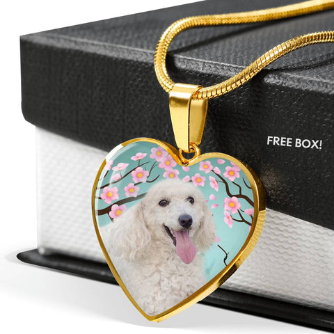 Poodle Dog Print Heart Pendant Luxury Necklace