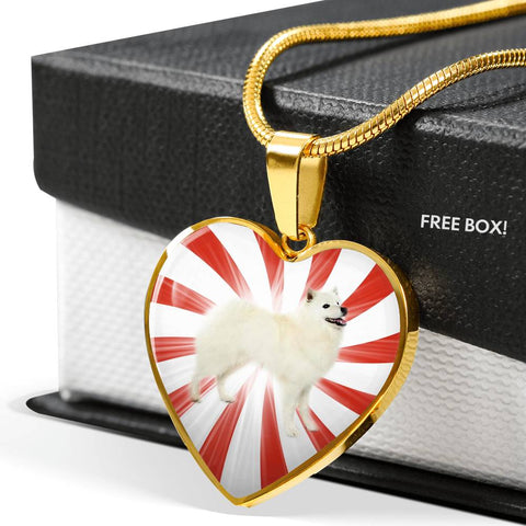 American Eskimo Dog Print Heart Pendant Luxury Necklace
