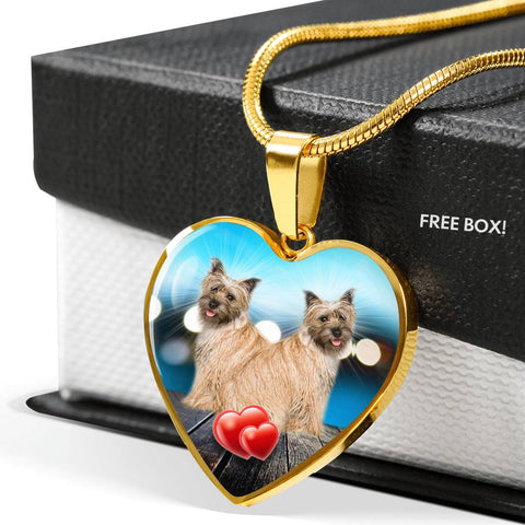 Cairn Terrier Print Heart Pendant Luxury Necklace