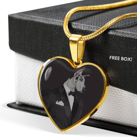 Amazing Great Dane Dog Print Heart Pendant Luxury Necklace