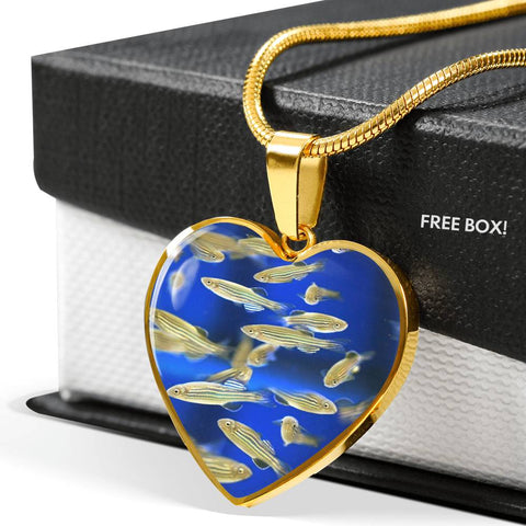 Zebrafish Fish Print Heart Pendant Luxury Necklace