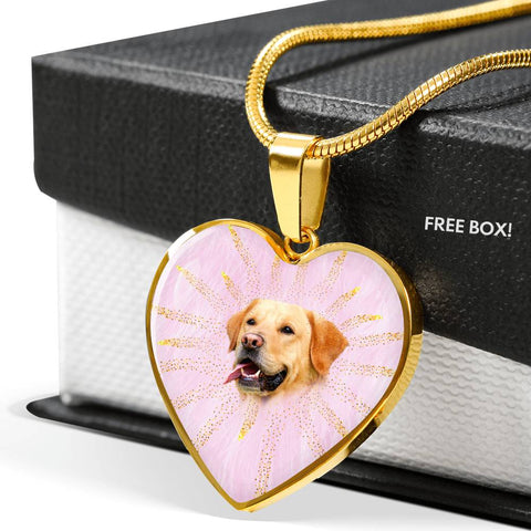 Labrador Retriever Print Heart Charm Necklaces