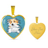 Pembroke Welsh Corgi Dog Art Print Heart Charm Necklaces