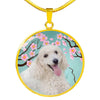 Poodle Dog Print Circle Pendant Luxury Necklace
