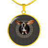 Basset Hound Dog Print Circle Pendant Luxury Necklace
