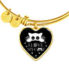 " I Love My Cat" Print Heart Pendant Luxury Bangle