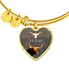 Texas Longhorn Cattle (Cow) Print Heart Pendant Luxury Bangle