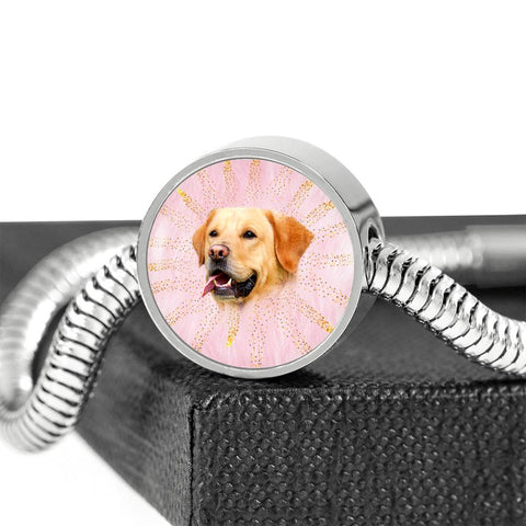Labrador Retriever Dog Print Circle Charm Steel Bracelet
