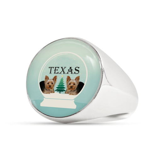 Yorkshire Terrier (Yorkie) Texas Print Signet Ring